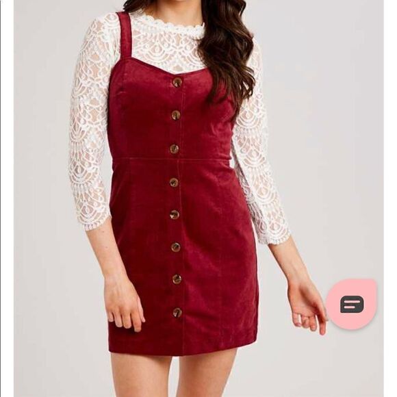 altar’d state Emma Cord Jumper burgundy corduroy minidress size Small - Picture 13 of 13